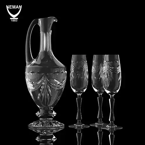 Set 6456 jug and wine glass Low-poly 3D model
