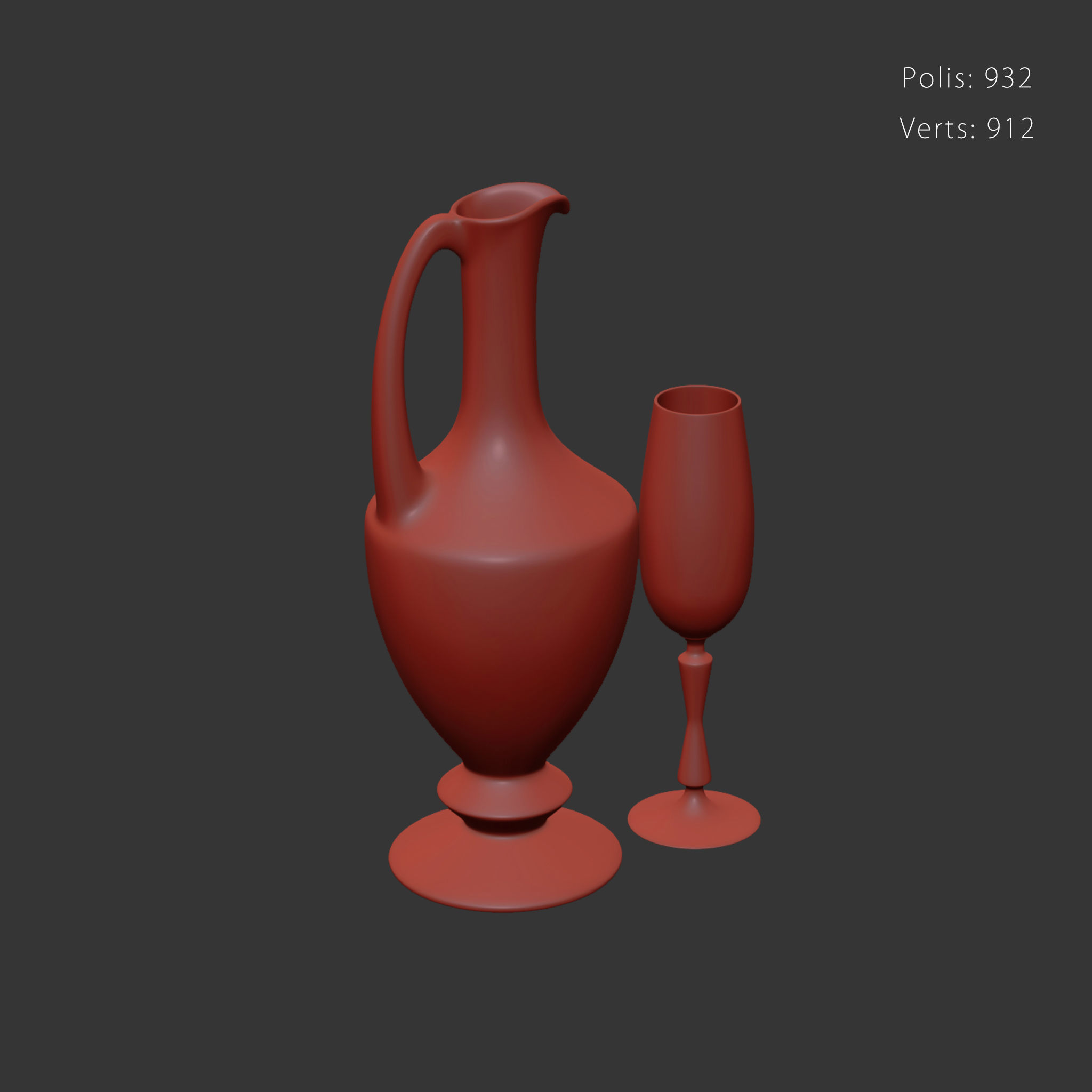 Set 6456 jug and wine glass Low-poly 3D model_4