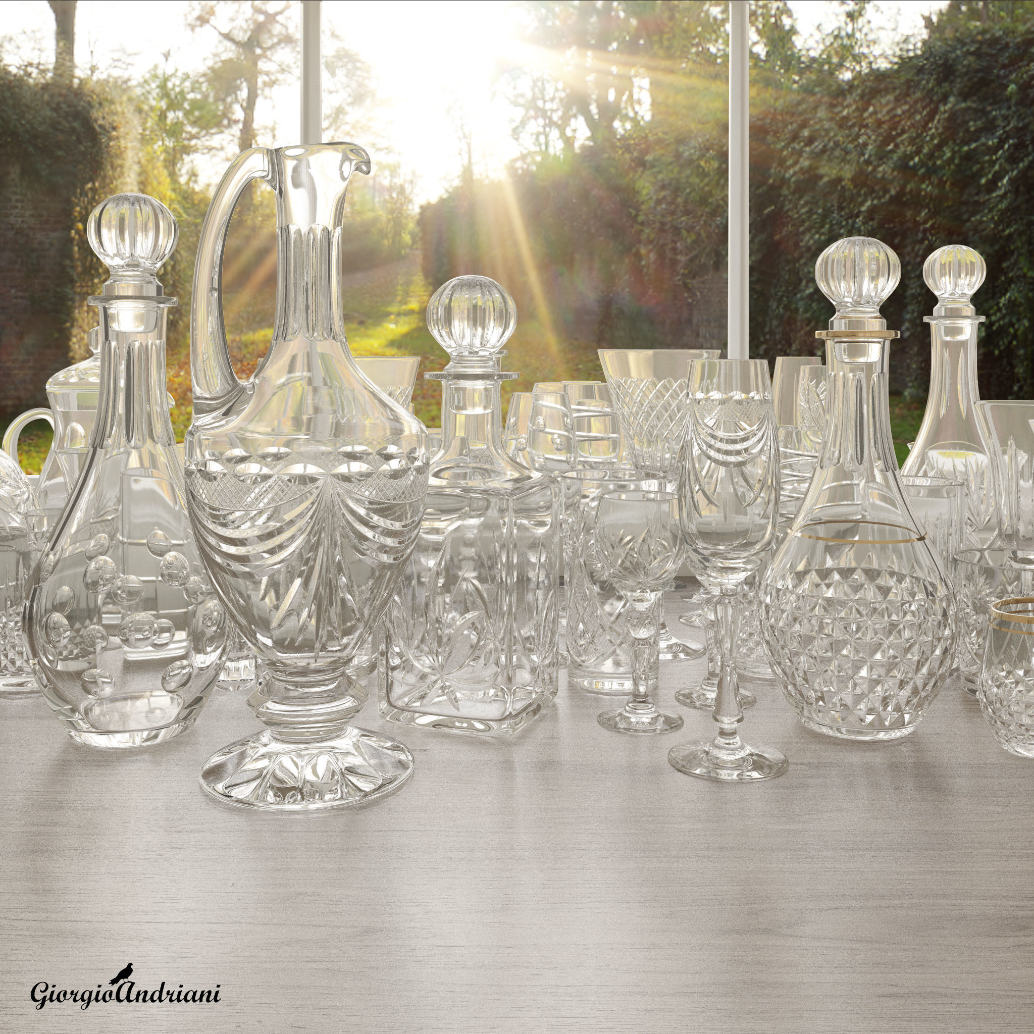 Set 6456 jug and wine glass Low-poly 3D model_3