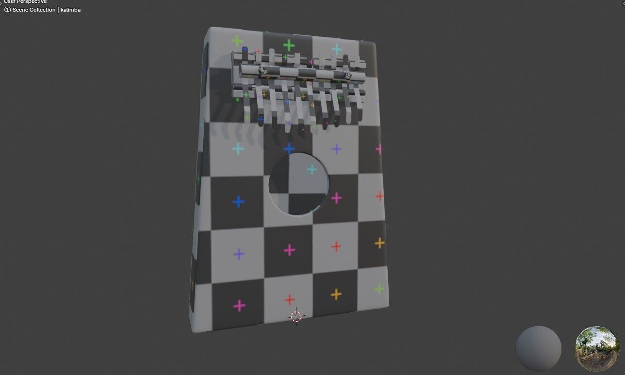 Kalimba wooden hammered dulcimer 3D model_2