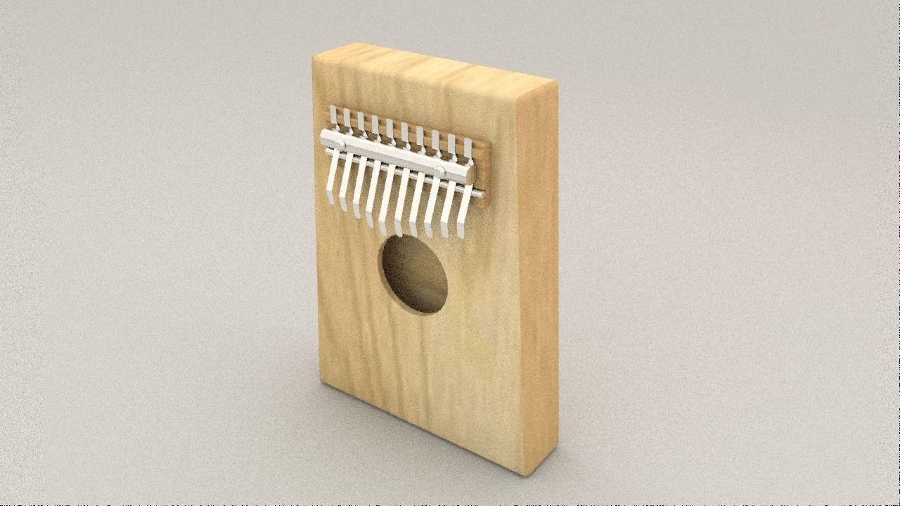 Kalimba wooden hammered dulcimer 3D model_4