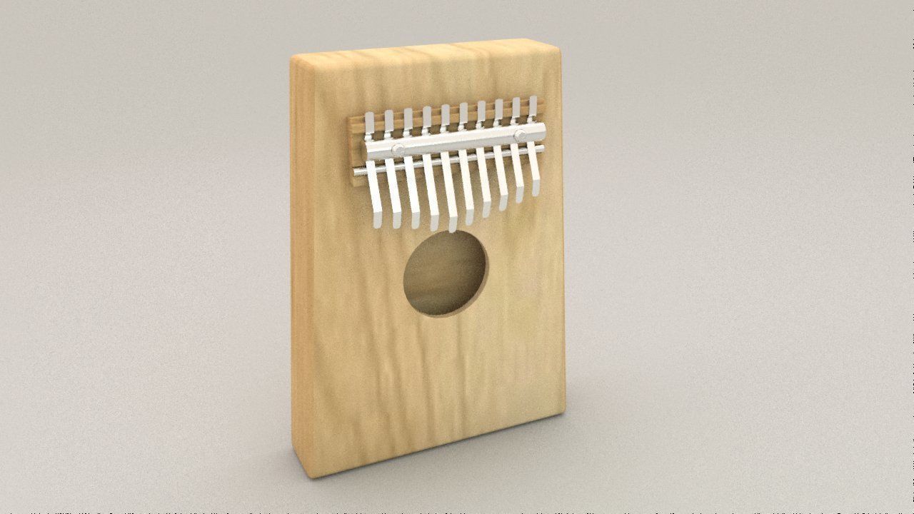 Kalimba wooden hammered dulcimer 3D model_3