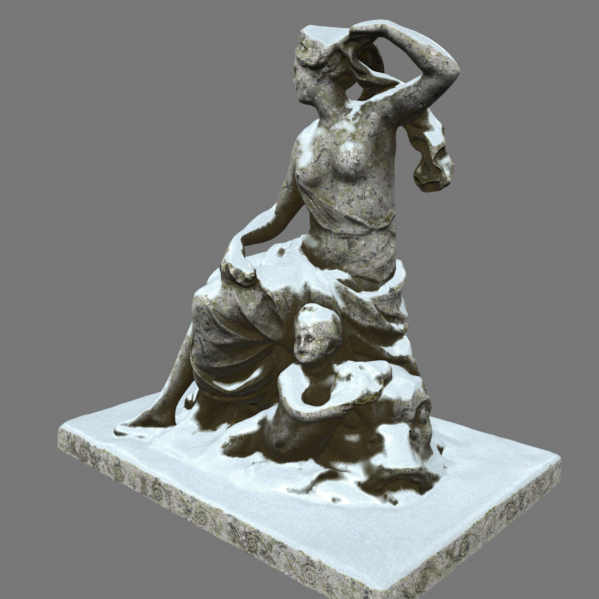 statue 7 in snow Low-poly 3D model_9