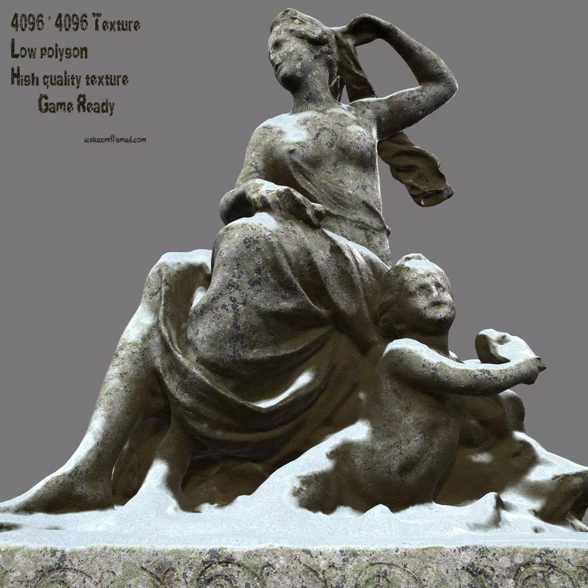 statue 7 in snow Low-poly 3D model_0