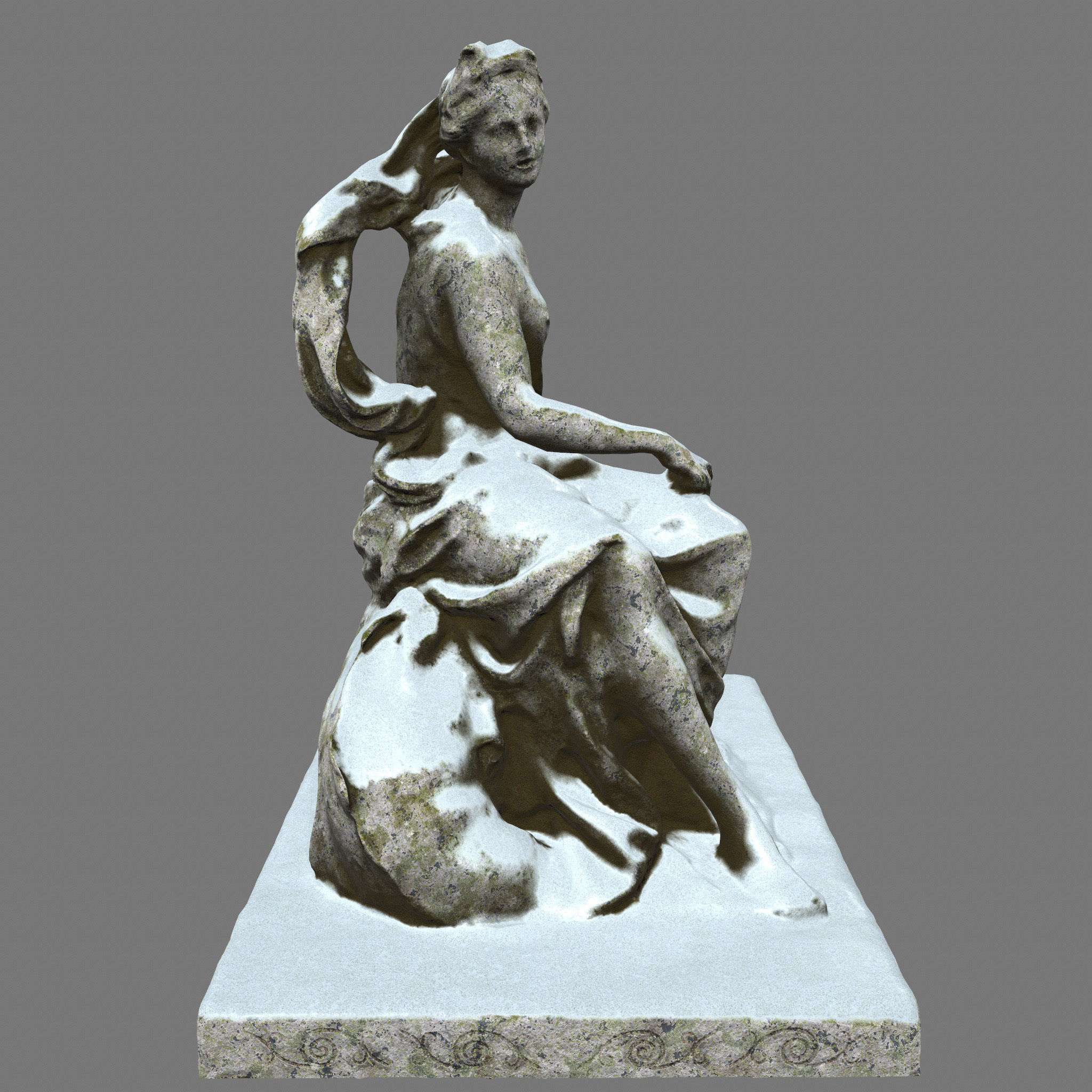 statue 7 in snow Low-poly 3D model_4