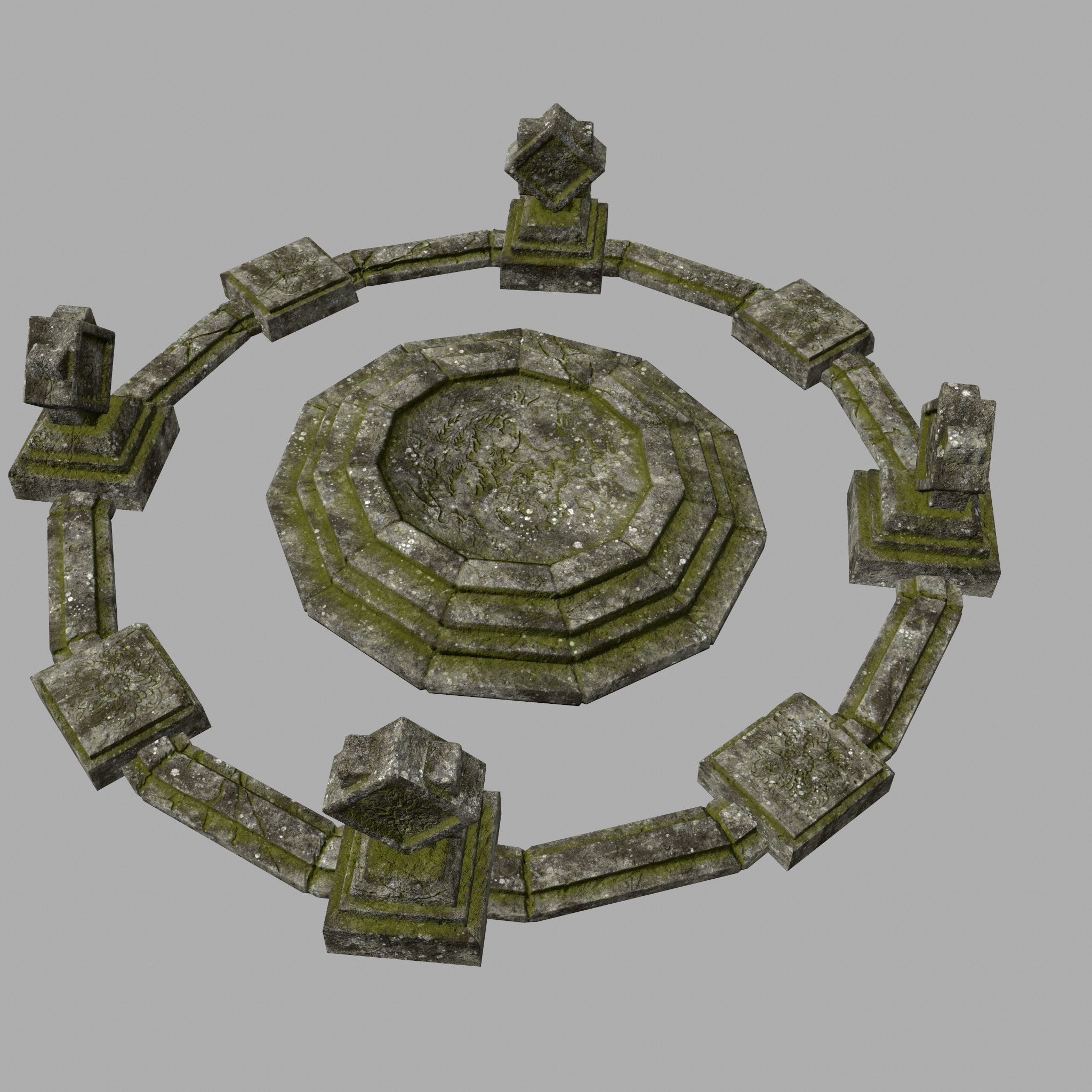 temple stone circle with stones Low-poly 3D model_5