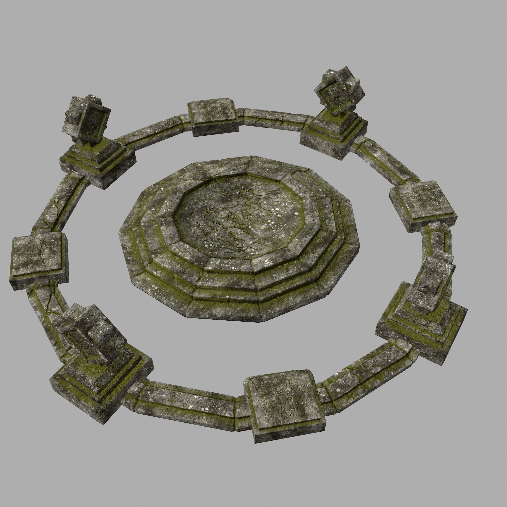 temple stone circle with stones Low-poly 3D model_4