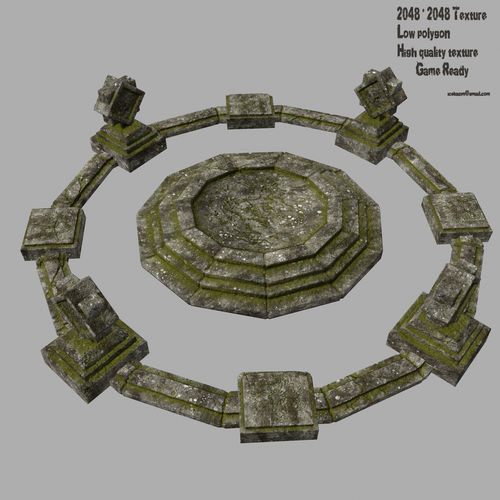 temple stone circle with stones Low-poly 3D model