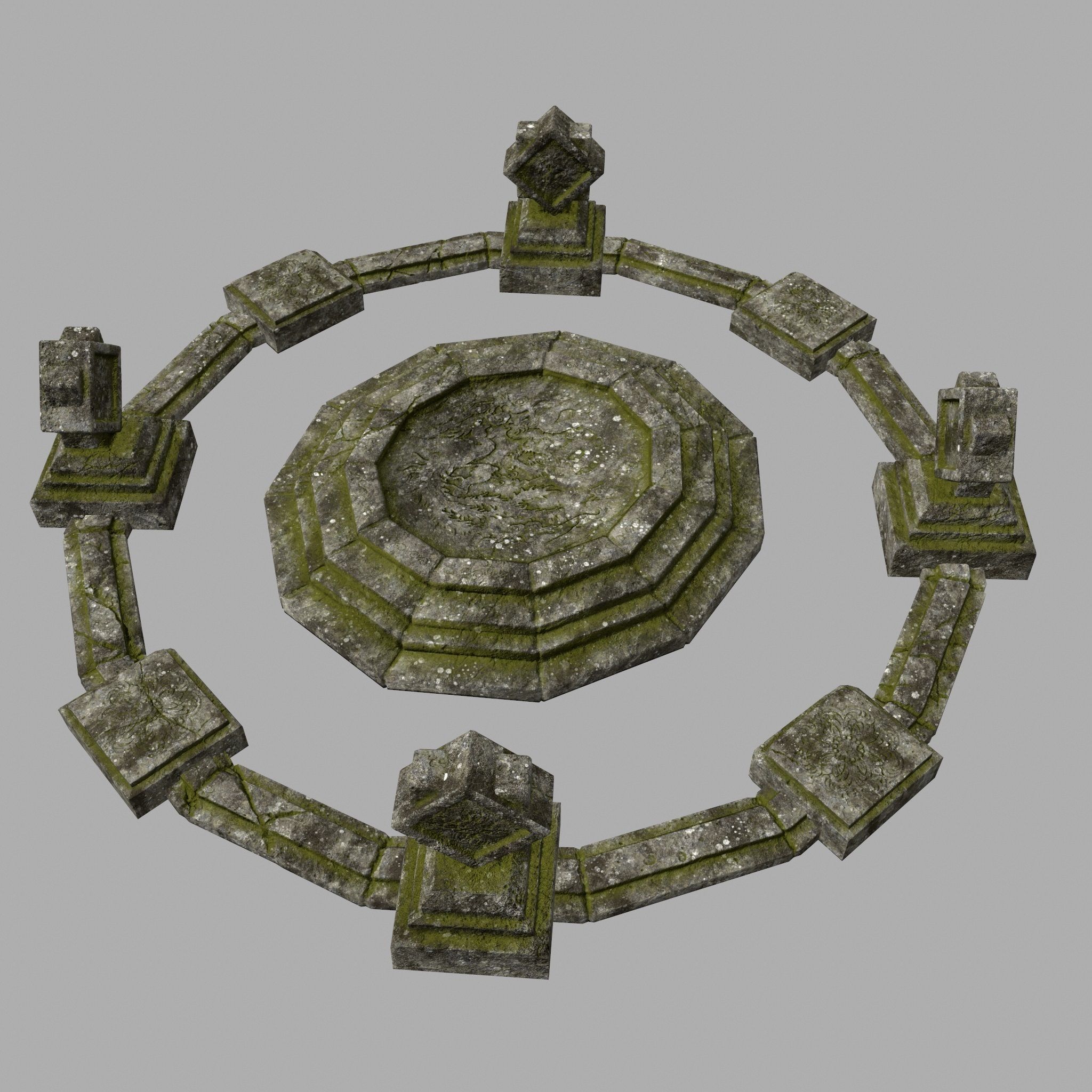 temple stone circle with stones Low-poly 3D model_8