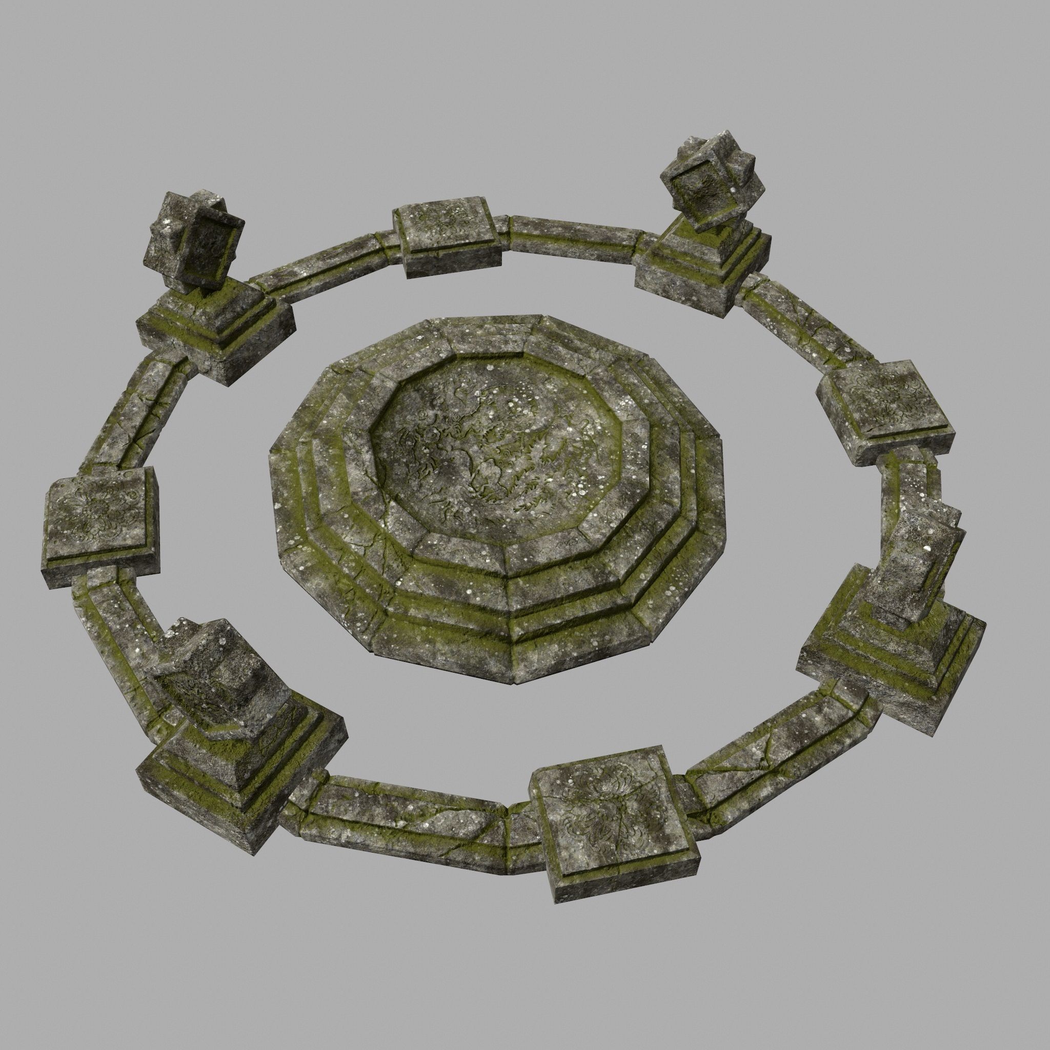 temple stone circle with stones Low-poly 3D model_2