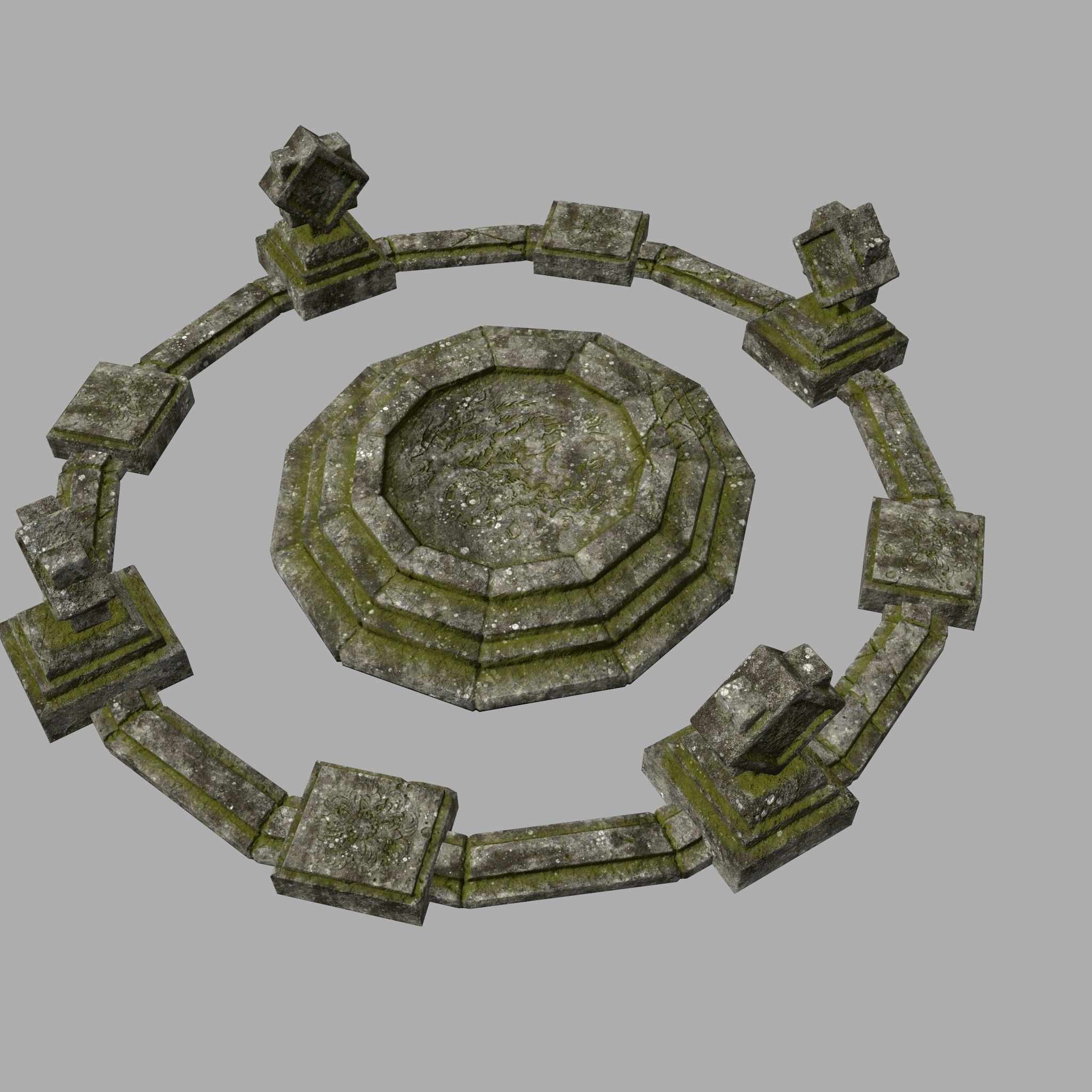 temple stone circle with stones Low-poly 3D model_3