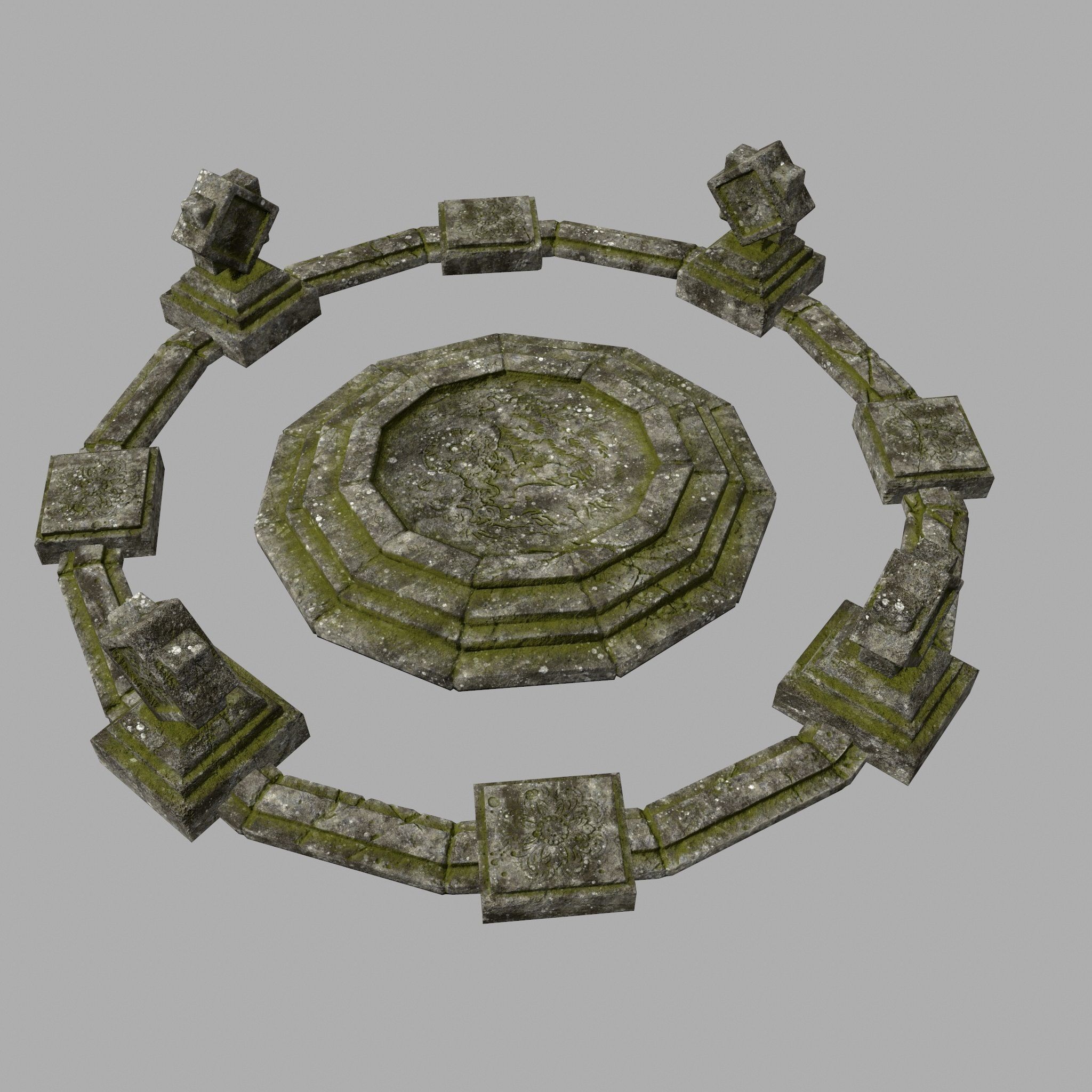 temple stone circle with stones Low-poly 3D model_6
