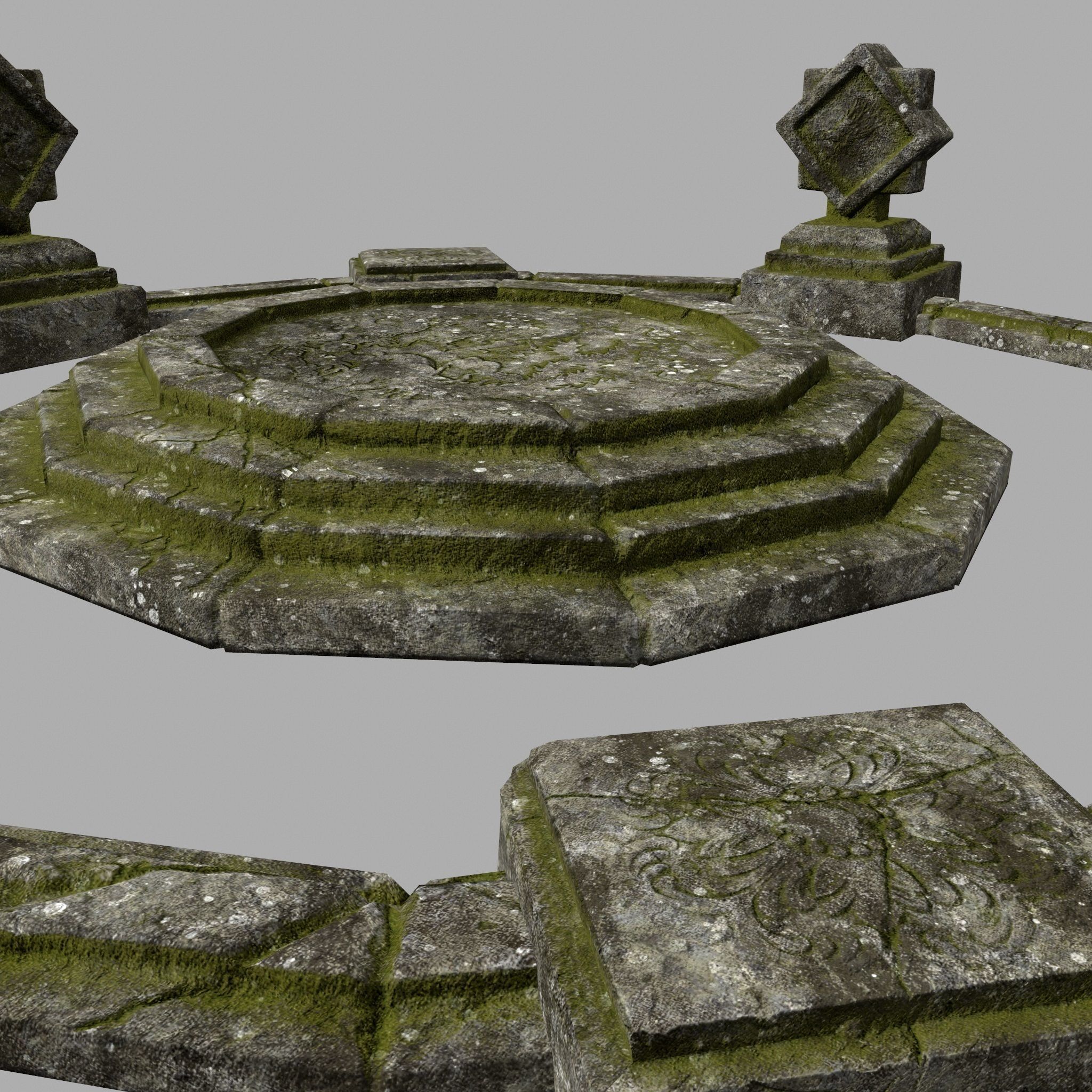 temple stone circle with stones Low-poly 3D model_7