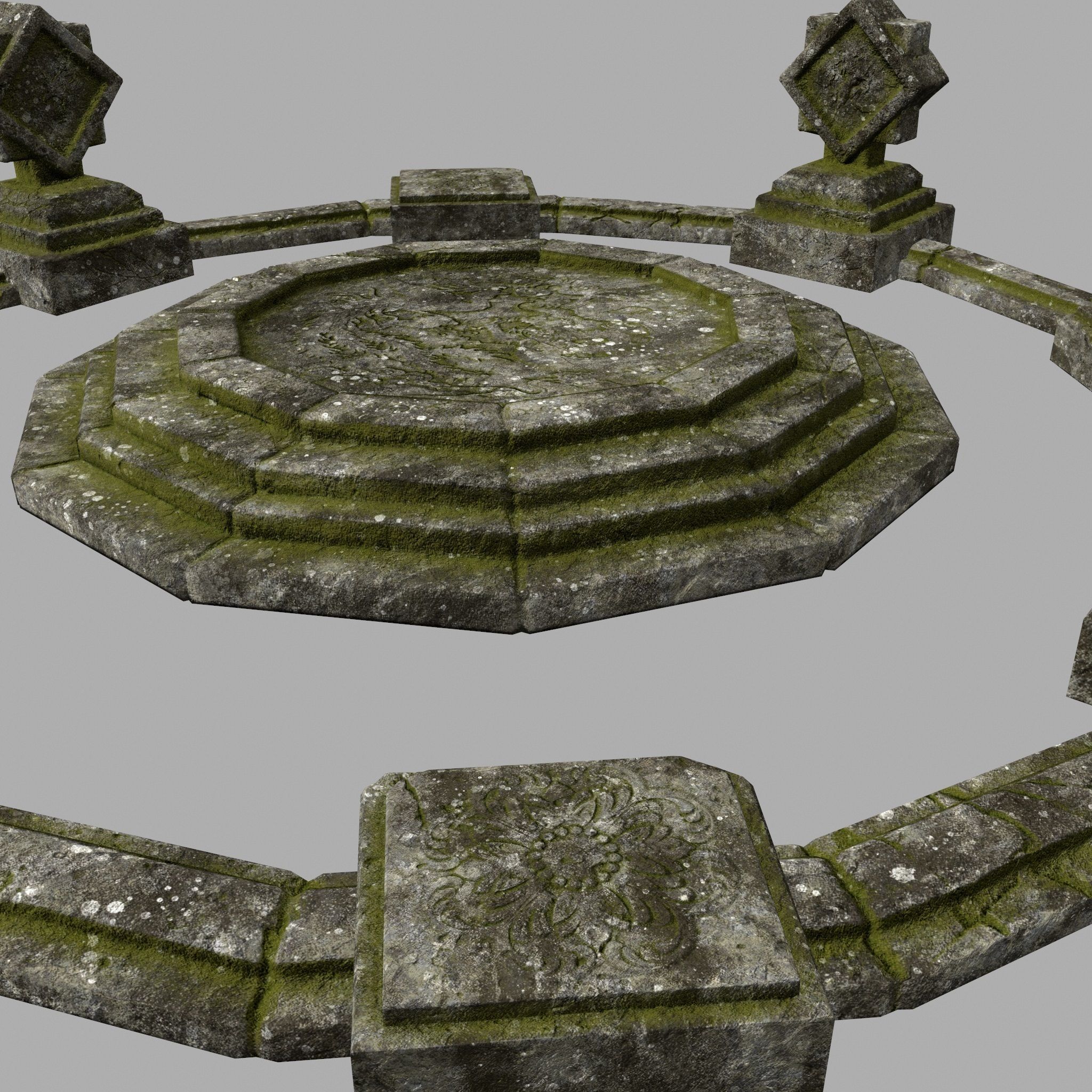 temple stone circle with stones Low-poly 3D model_9