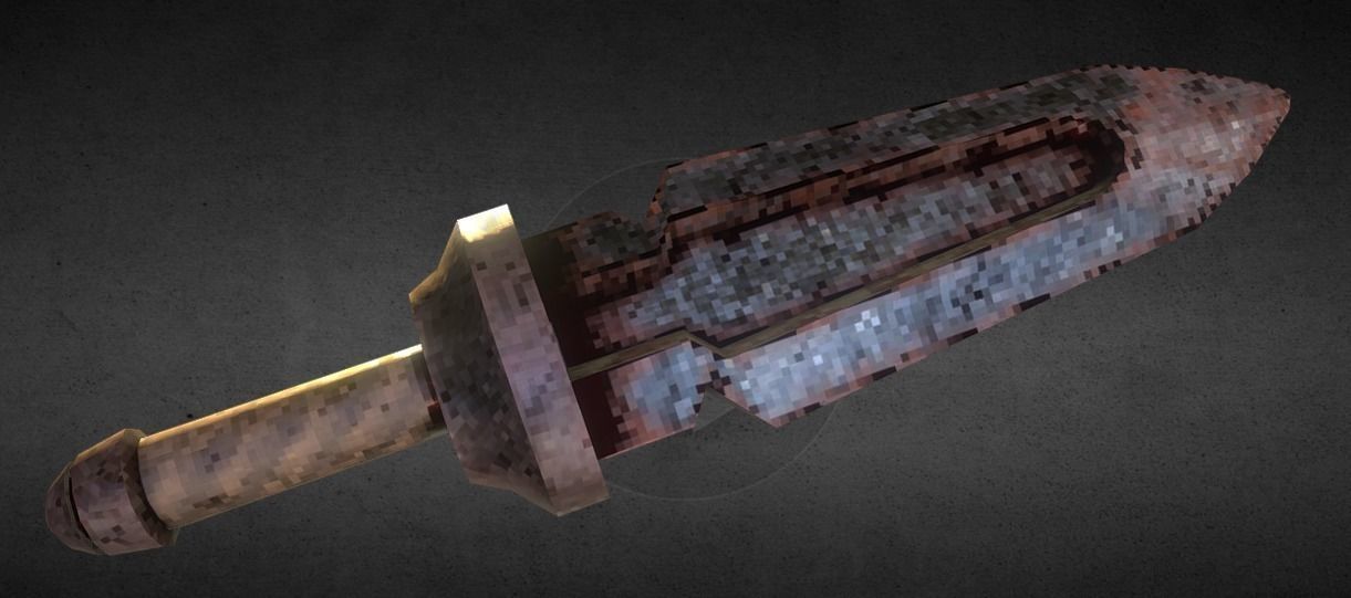 Pixelated Fantasy Dagger Free low-poly 3D model