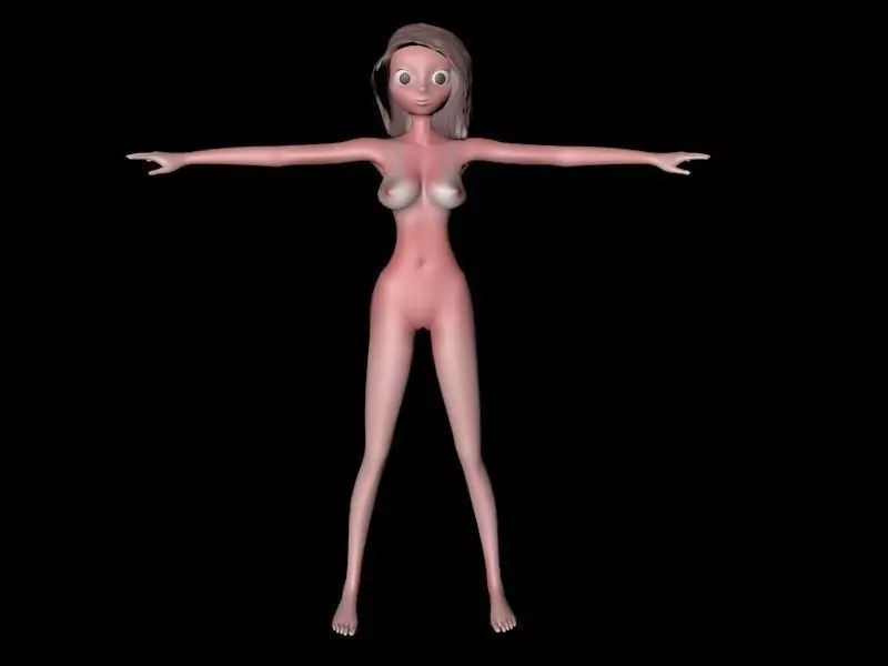 sexy cartoon girl Low-poly 3D model_0