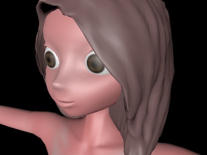sexy cartoon girl Low-poly 3D model_4