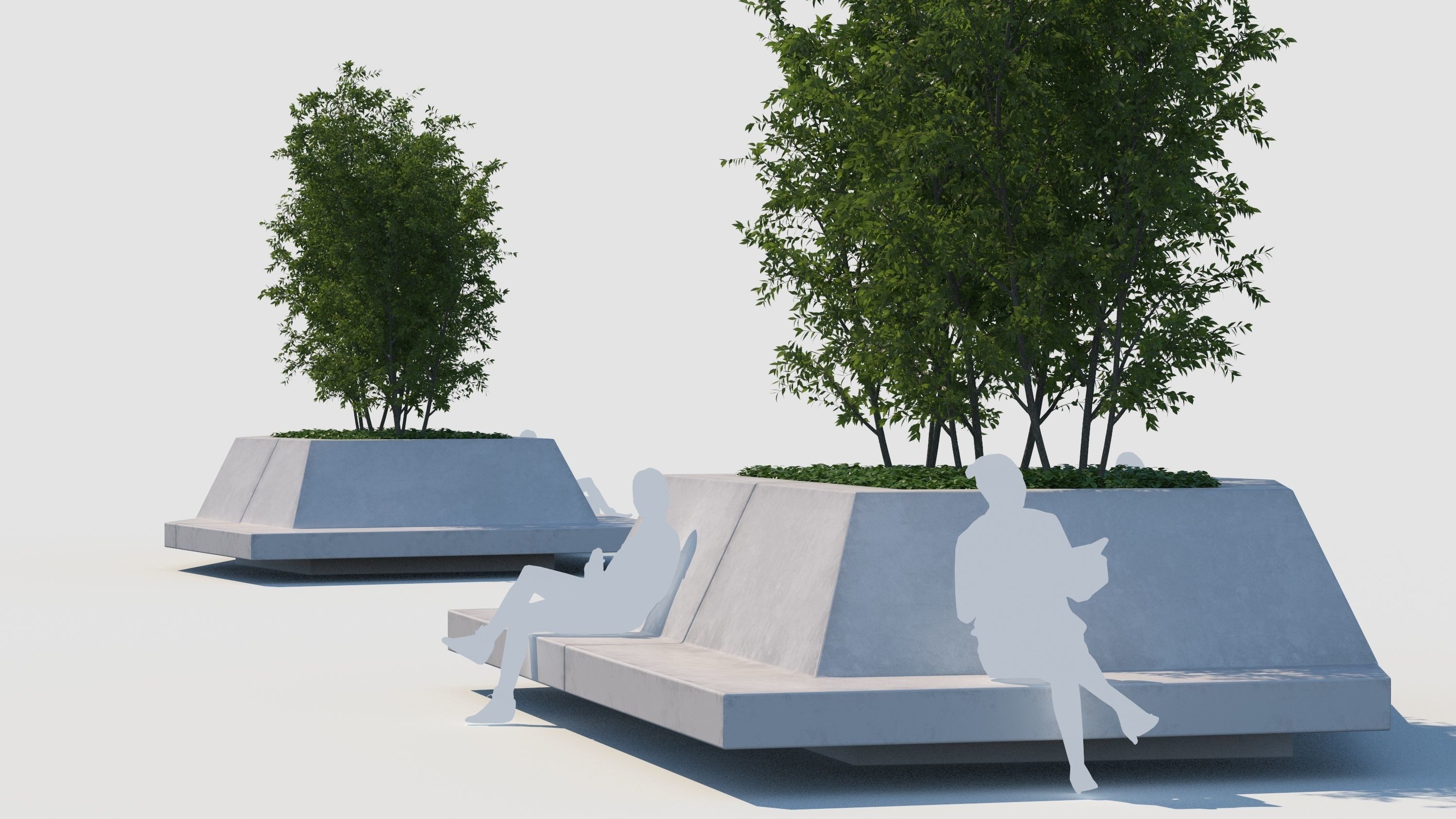street bench and trees wind animation 3D model_6