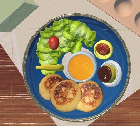 Brunch Set plate of pancakes and vegetables 3D model_0