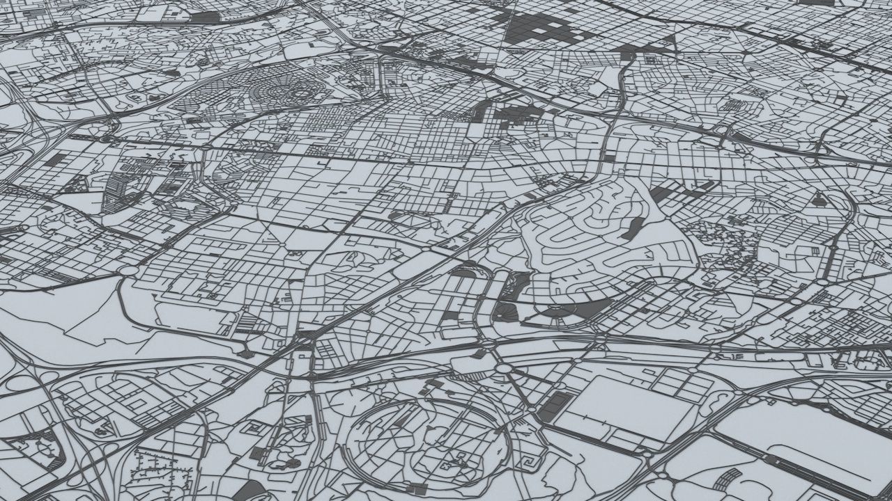 Madrid Road Network and Streets 3D model_3