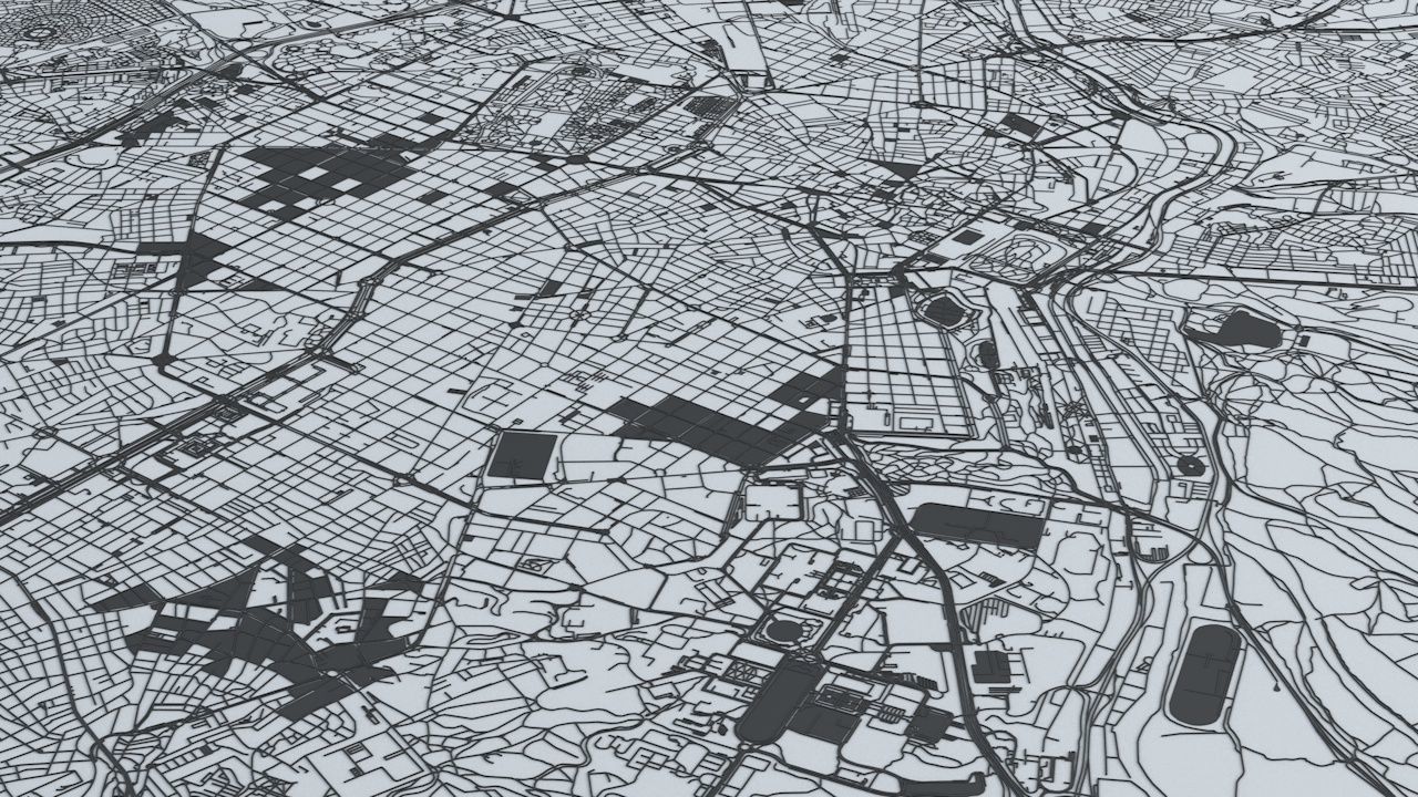 Madrid Road Network and Streets 3D model_2