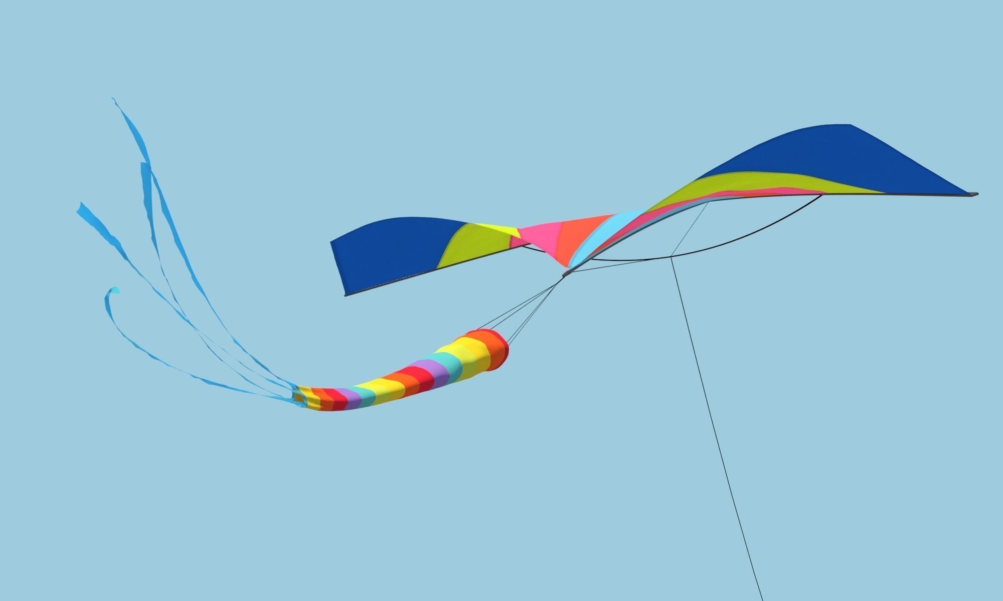 classic wind kite model 3D model_4