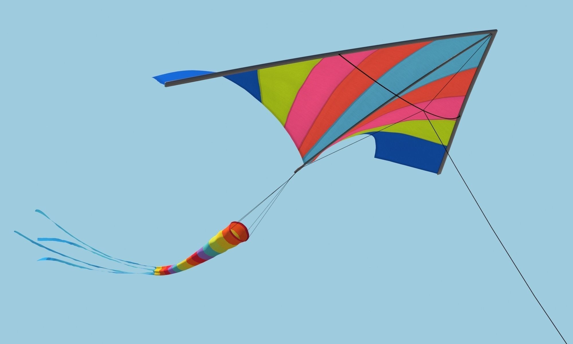 classic wind kite model 3D model_3