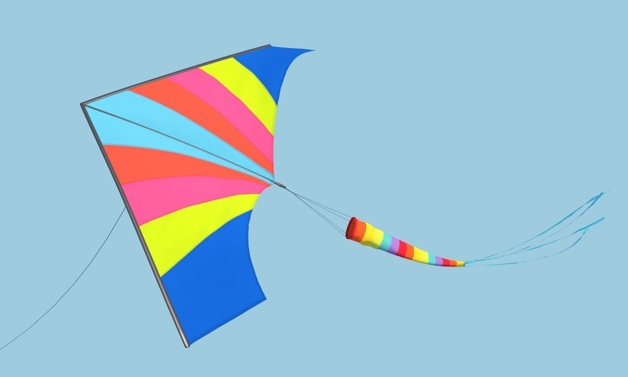 classic wind kite model 3D model_5