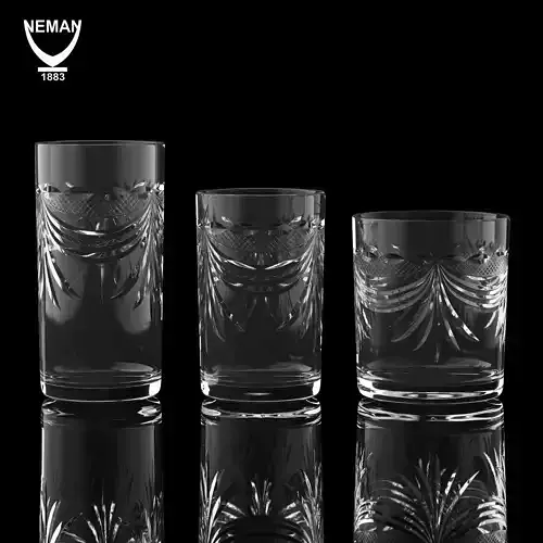 Set 5107-1 glass with design Low-poly 3D model