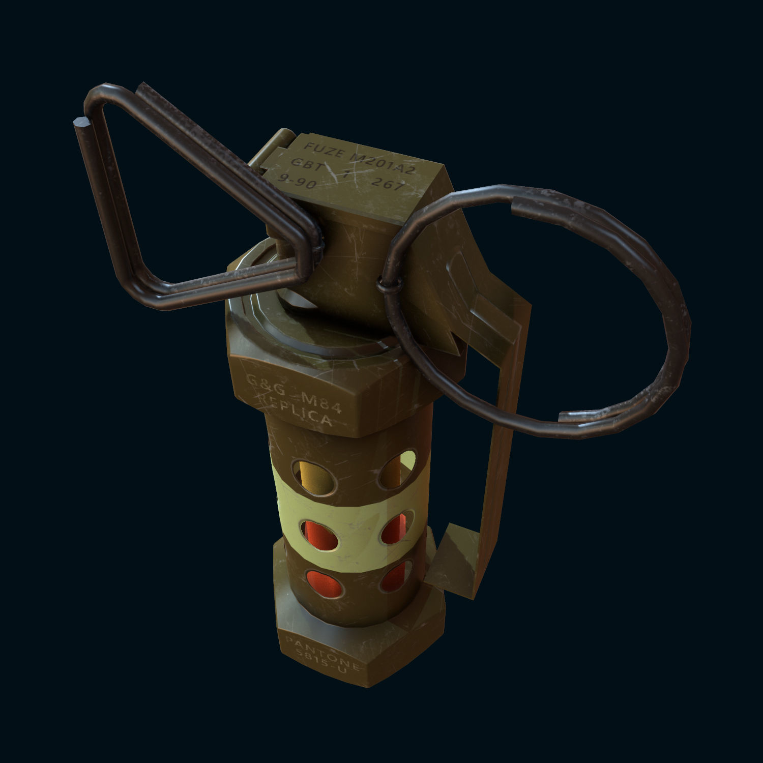 M84 Hand Grenade Bomb Gaming Model  Low-poly 3D model_1