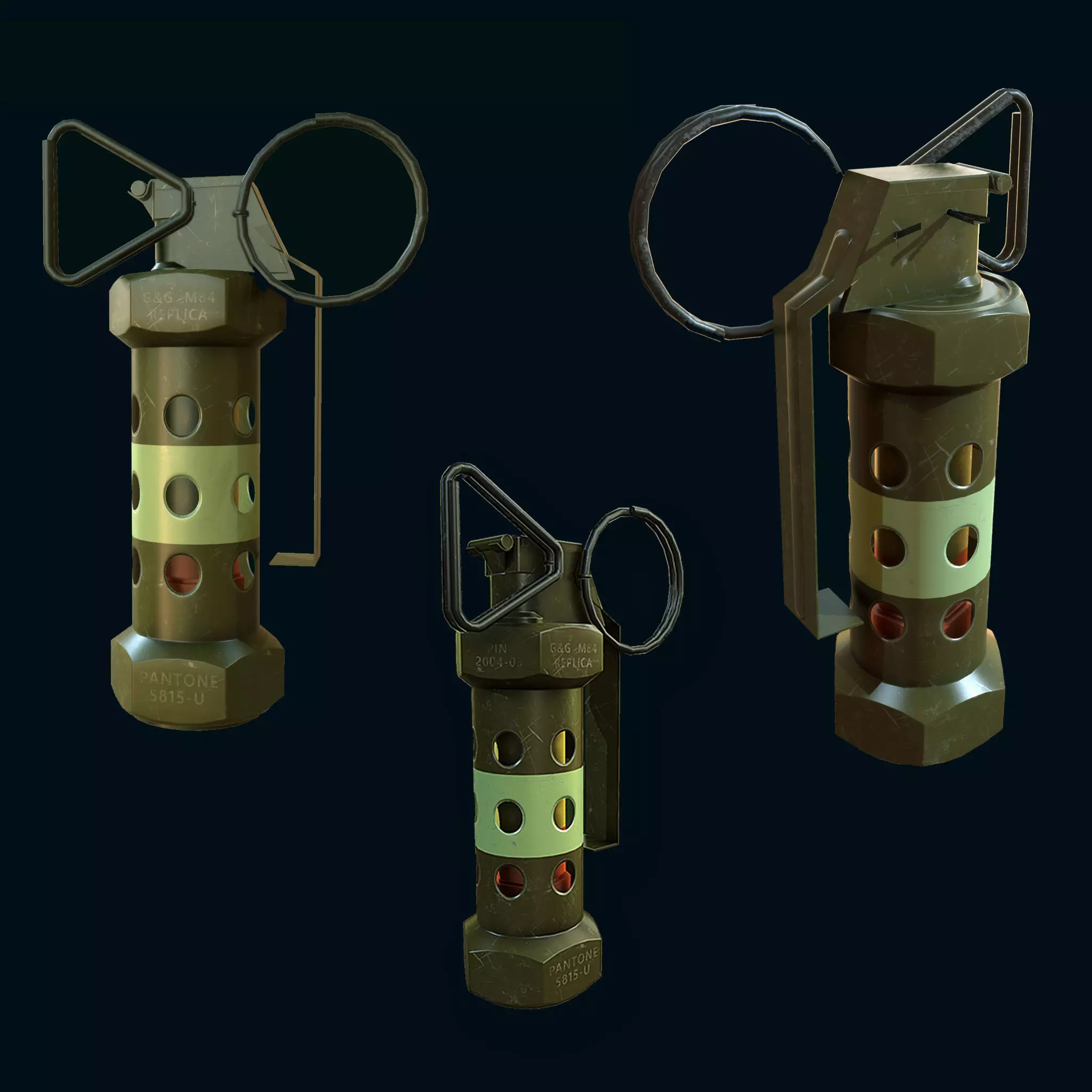 M84 Hand Grenade Bomb Gaming Model  Low-poly 3D model_0