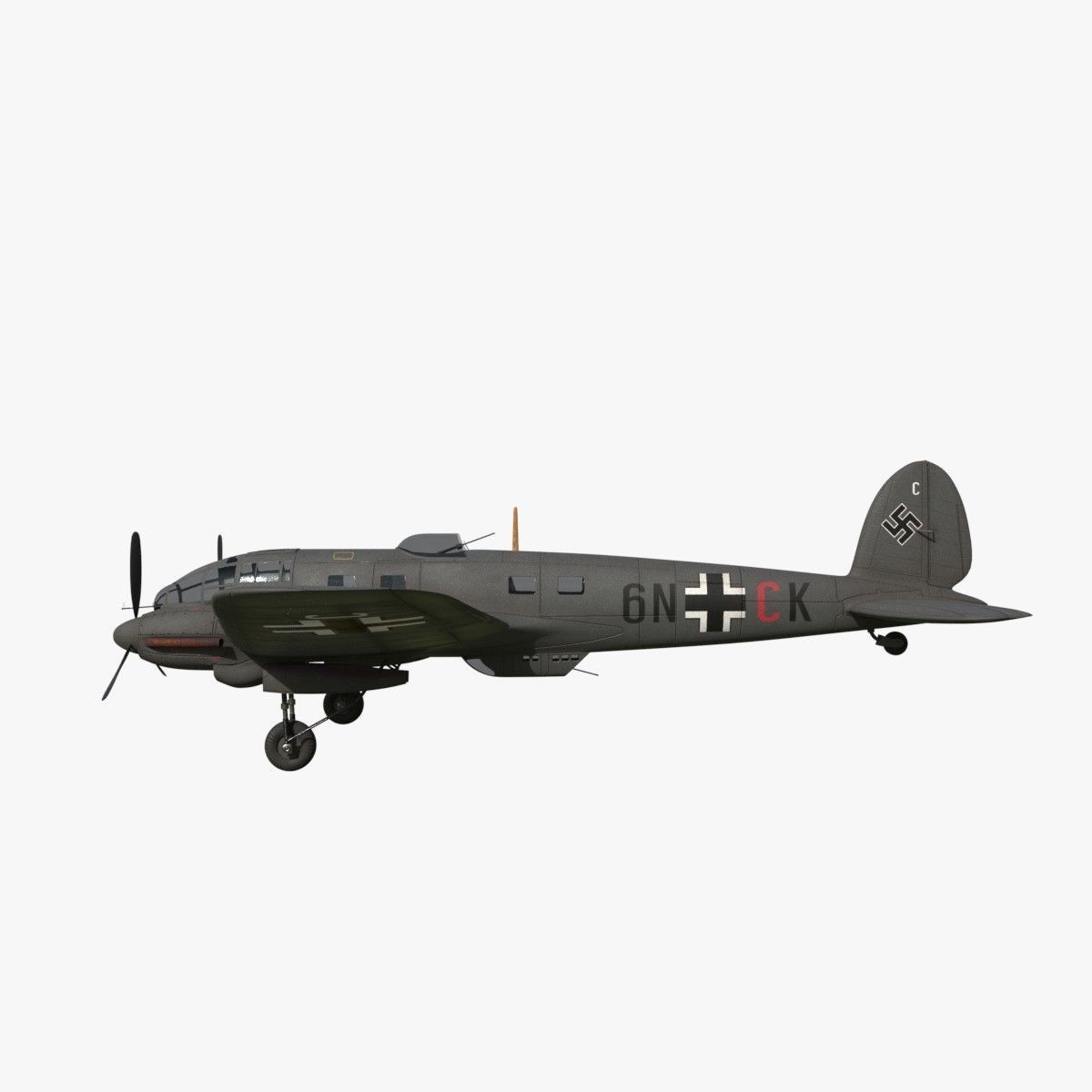 Heinkel He 111 6N-CK Low-poly 3D model_9