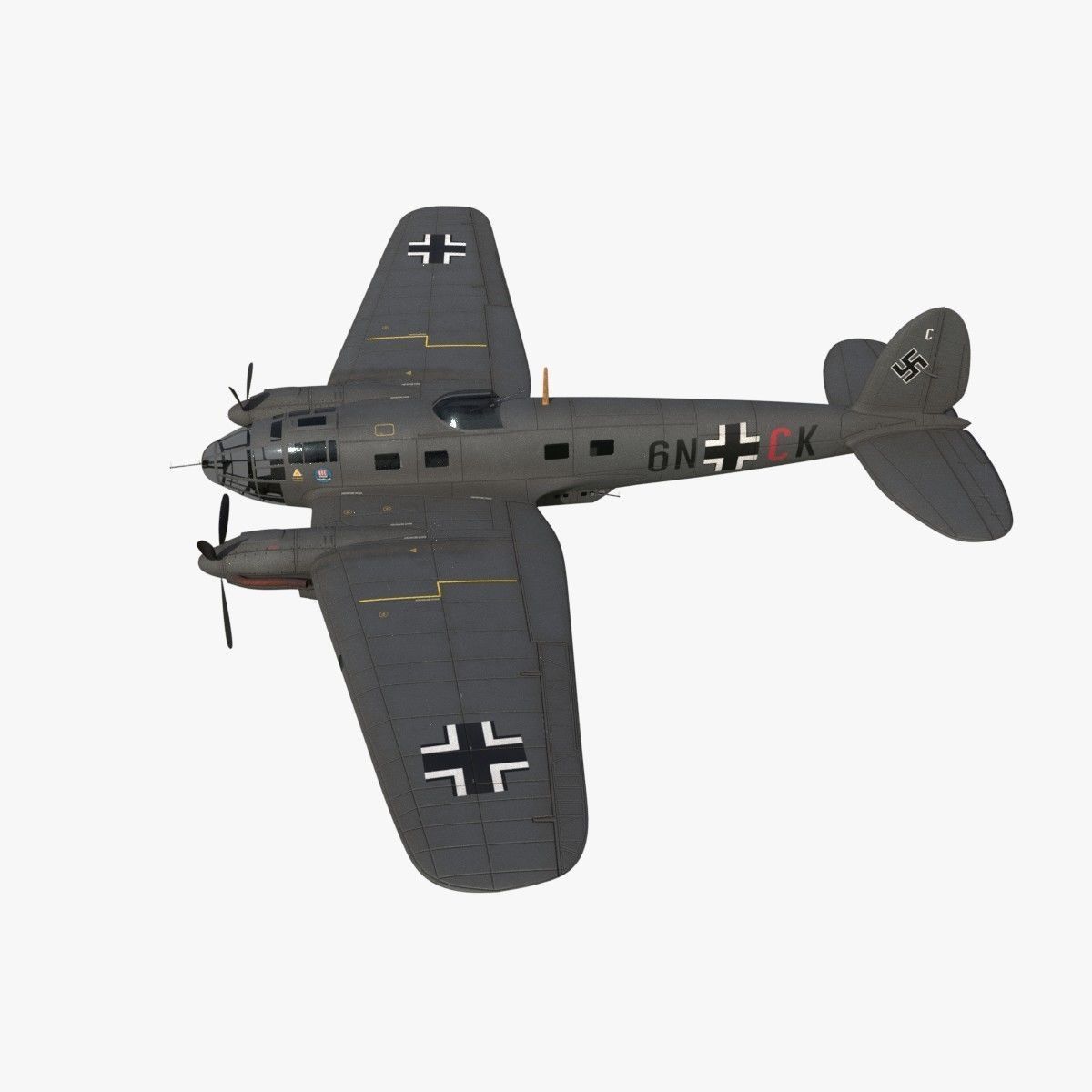 Heinkel He 111 6N-CK Low-poly 3D model_2