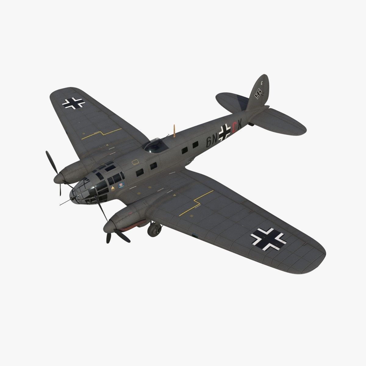 Heinkel He 111 6N-CK Low-poly 3D model_1