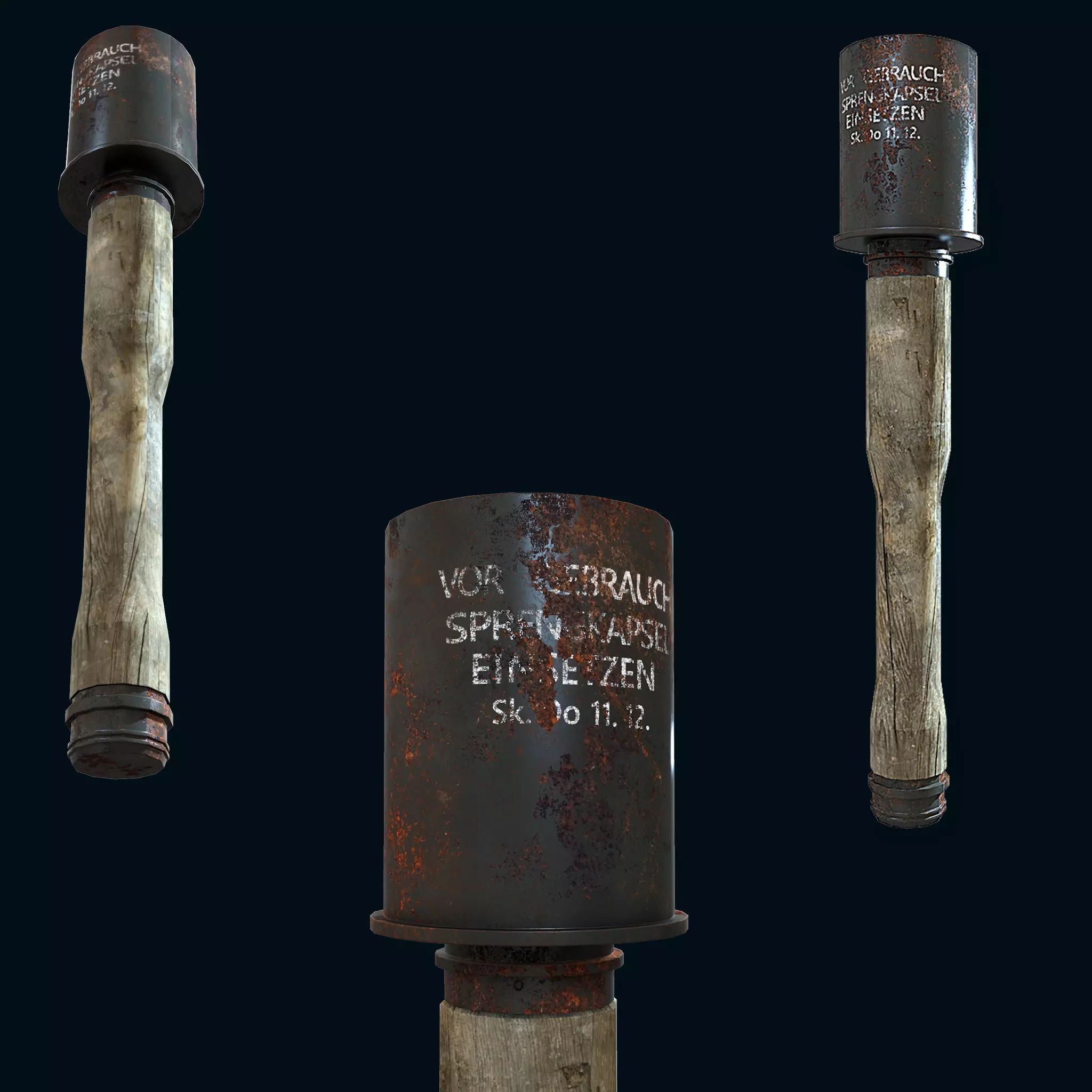 Stick Hand Grenade Bomb Gaming Model Low-poly 3D model_0
