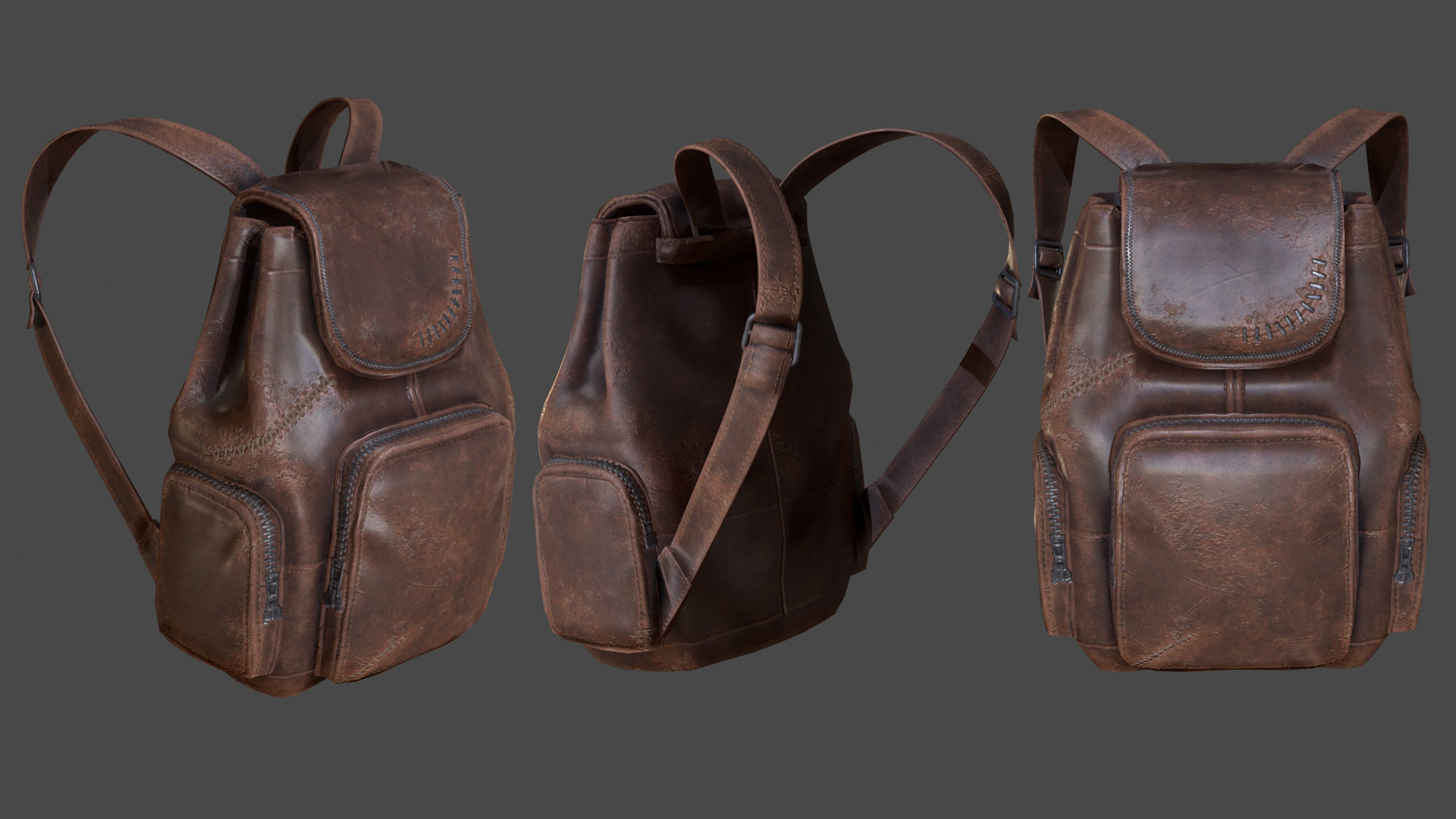 Backpack 001 Low-poly 3D model_2