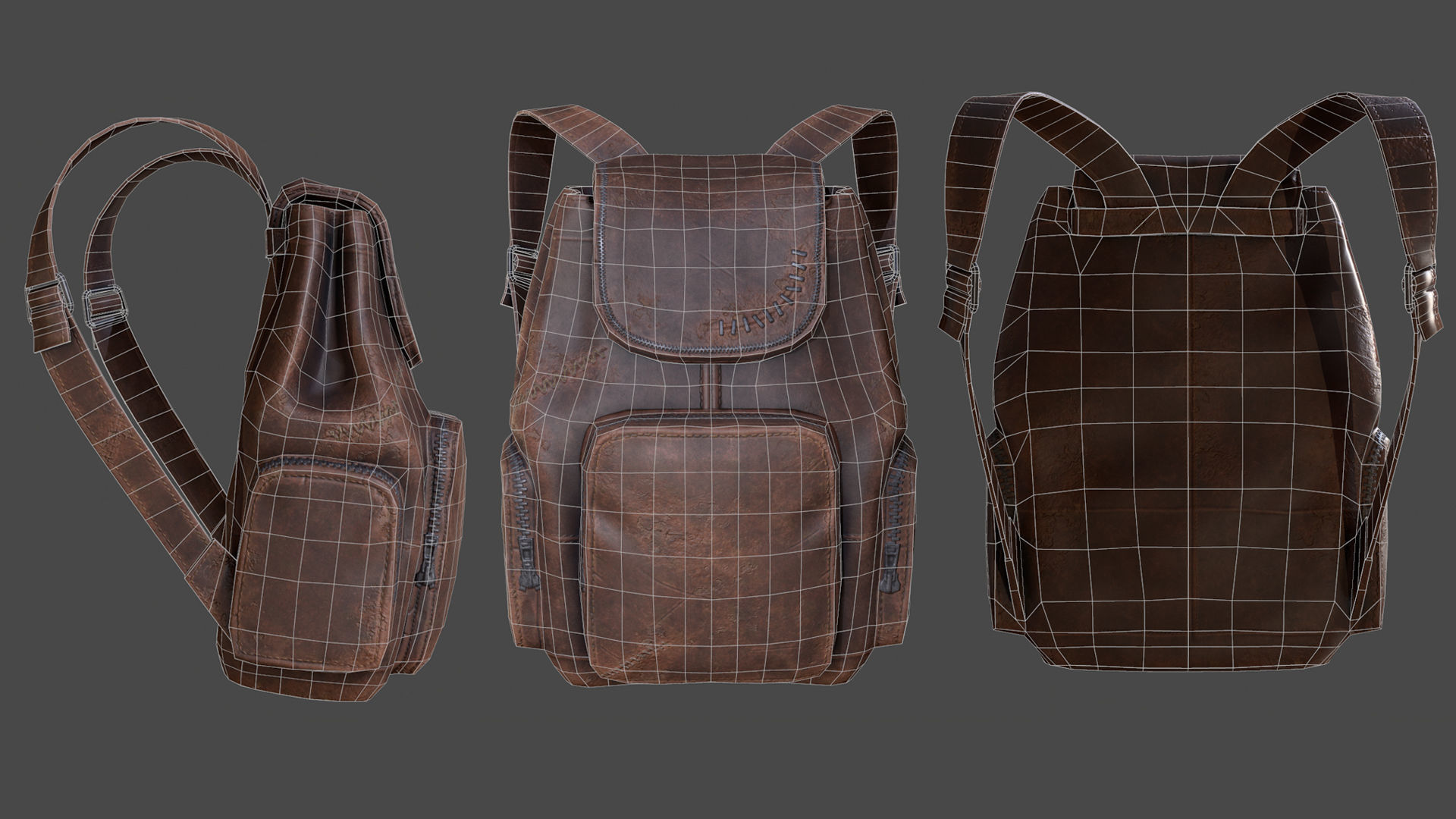 Backpack 001 Low-poly 3D model_1