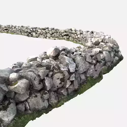 Modular Cobblestone Wall Low-poly 3D model