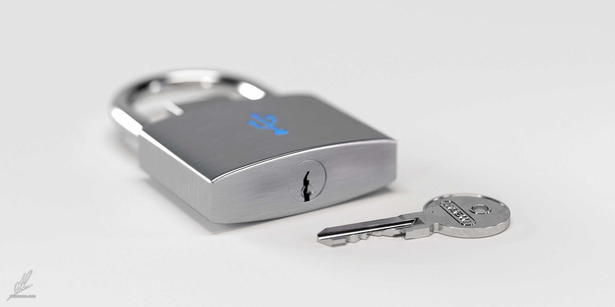 Padlock Pendrive 3D model_1