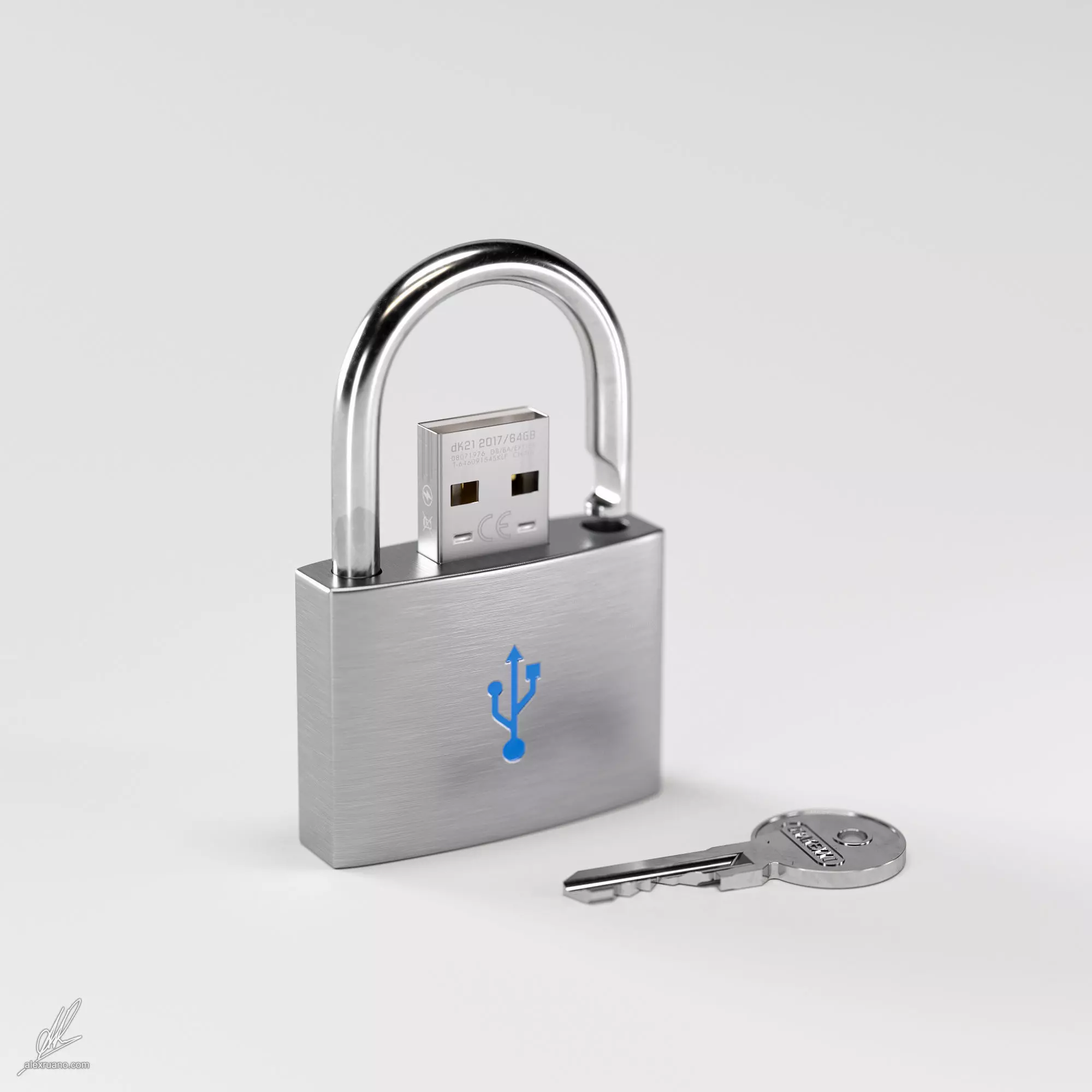 Padlock Pendrive 3D model_0