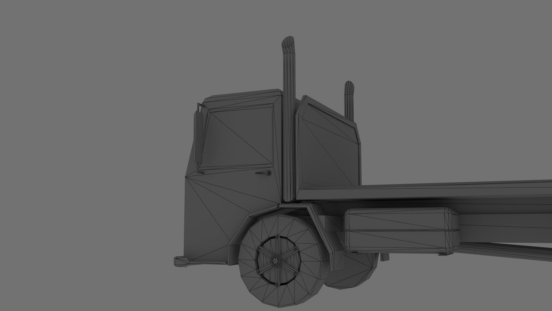 Low Poly Flatbed Truck Low-poly 3D model_8