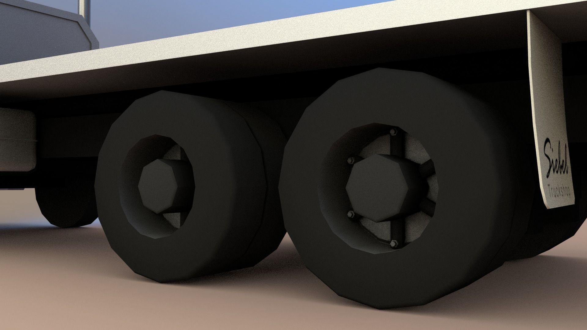Low Poly Flatbed Truck Low-poly 3D model_3