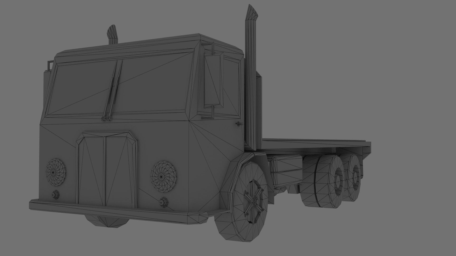 Low Poly Flatbed Truck Low-poly 3D model_5