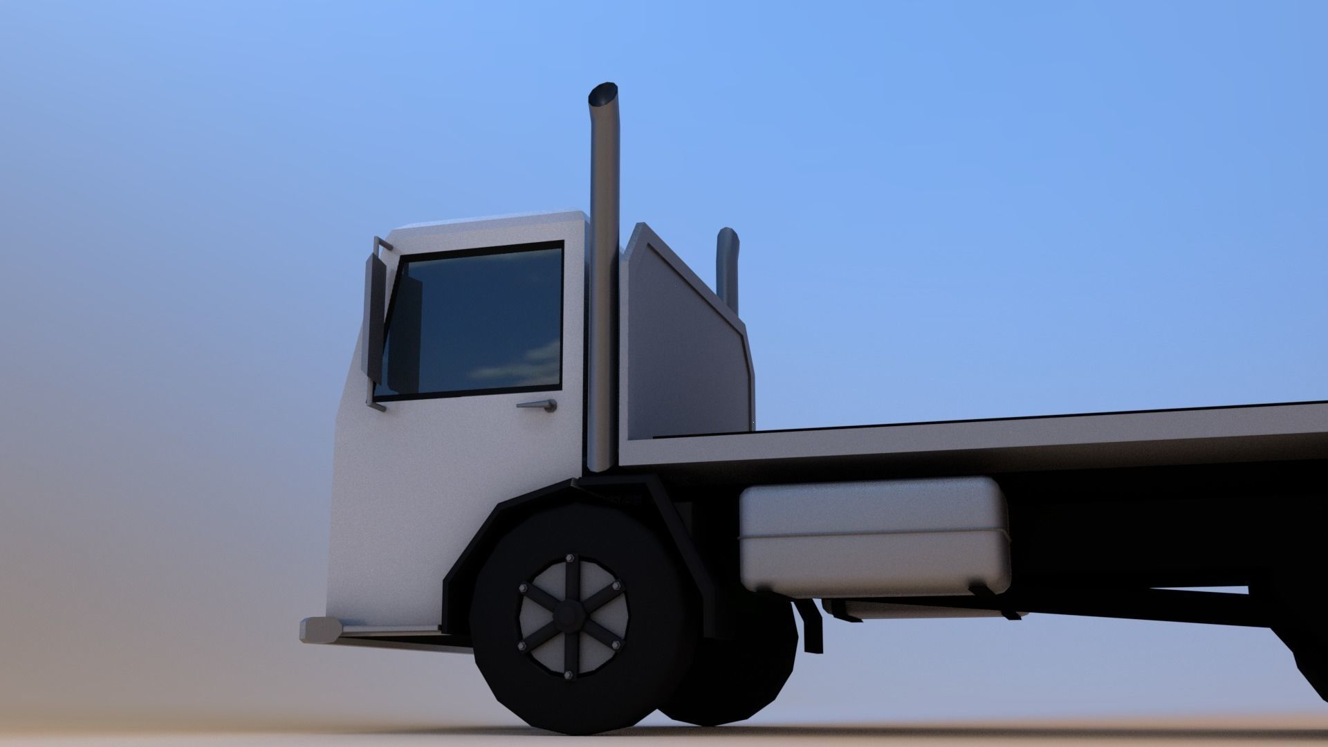 Low Poly Flatbed Truck Low-poly 3D model_4