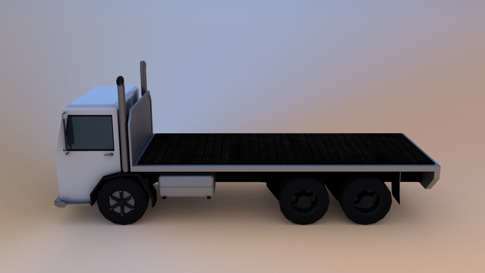 Low Poly Flatbed Truck Low-poly 3D model_1