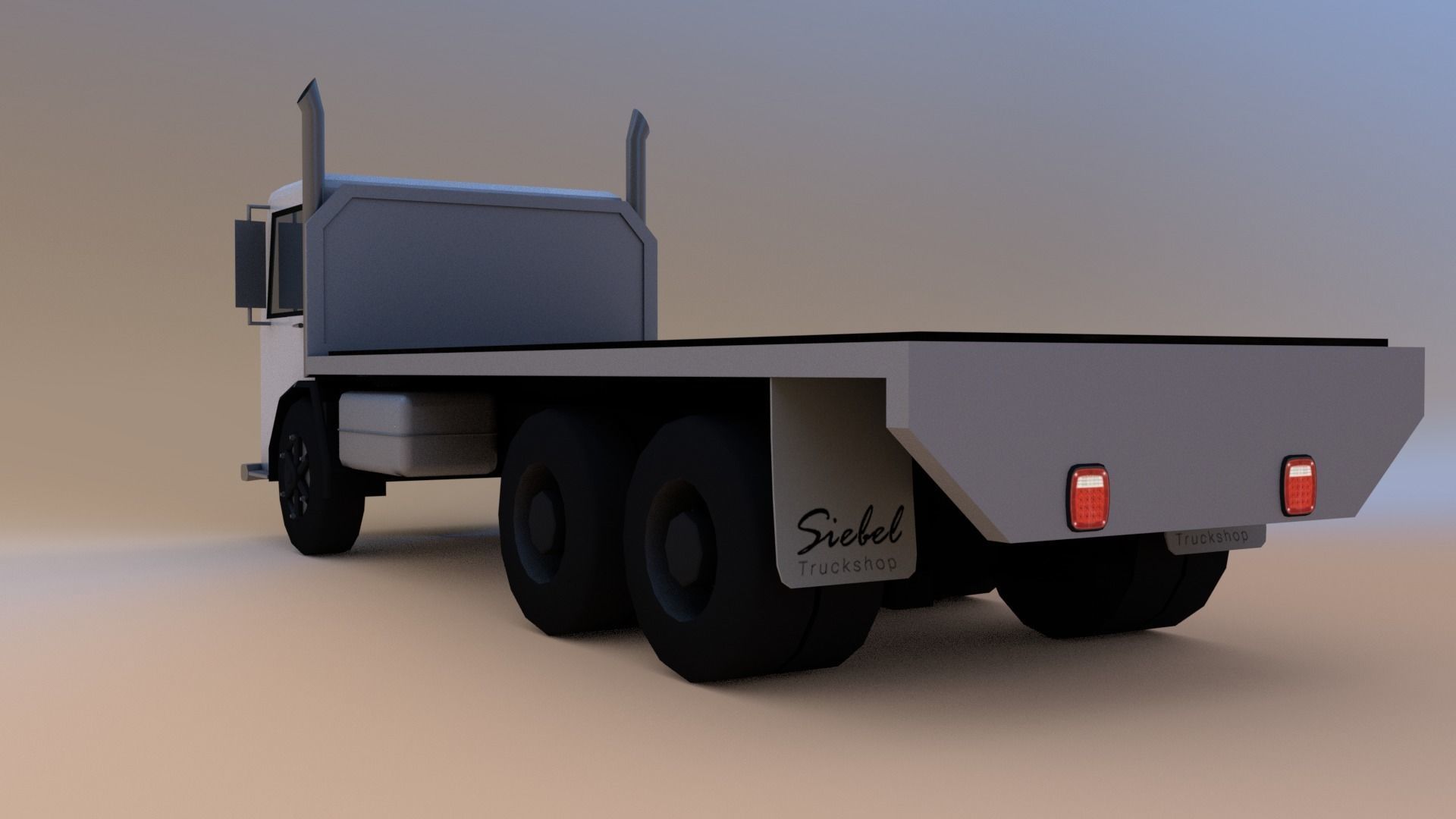 Low Poly Flatbed Truck Low-poly 3D model_2