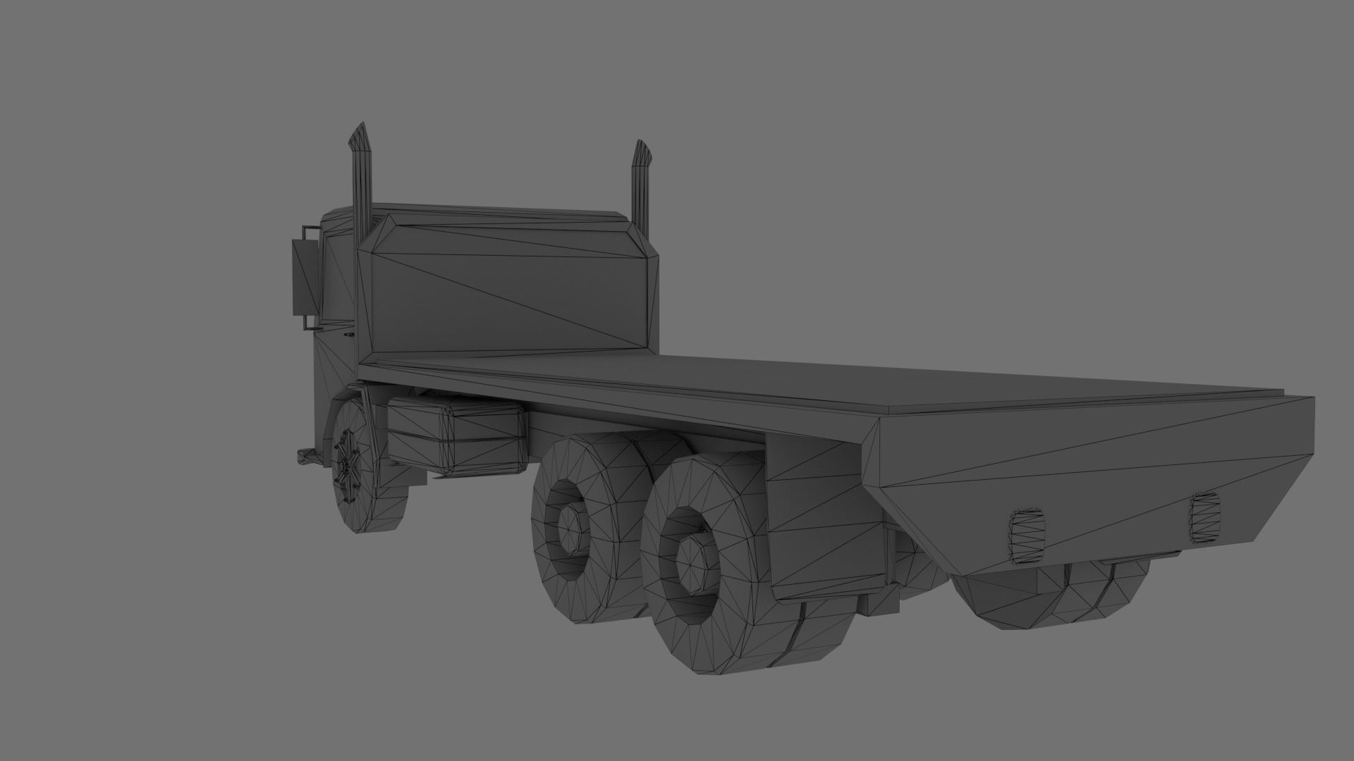 Low Poly Flatbed Truck Low-poly 3D model_7