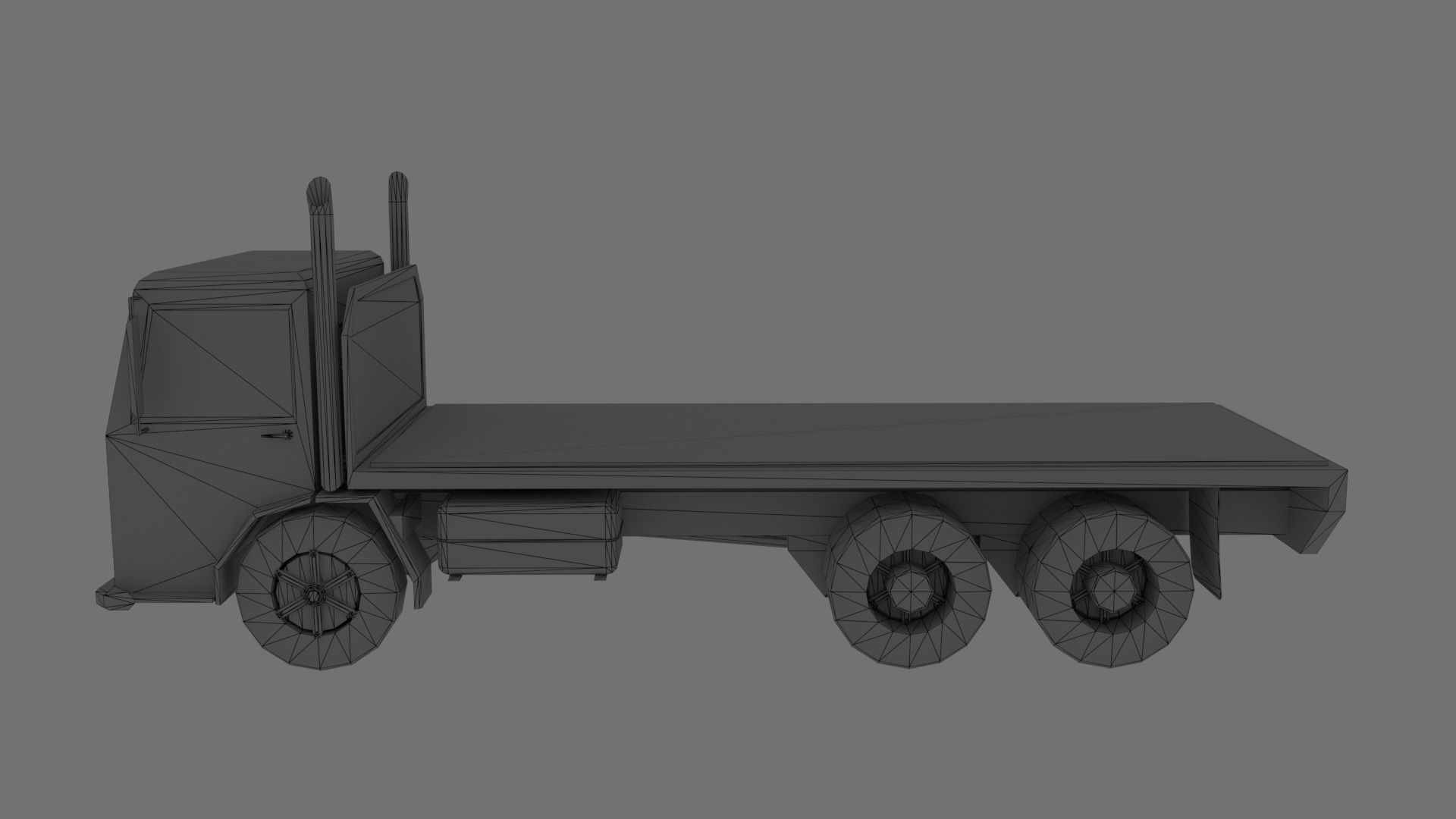 Low Poly Flatbed Truck Low-poly 3D model_6