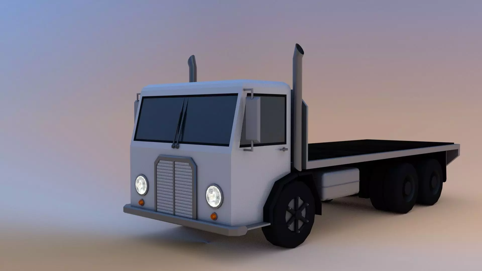 Low Poly Flatbed Truck Low-poly 3D model_0
