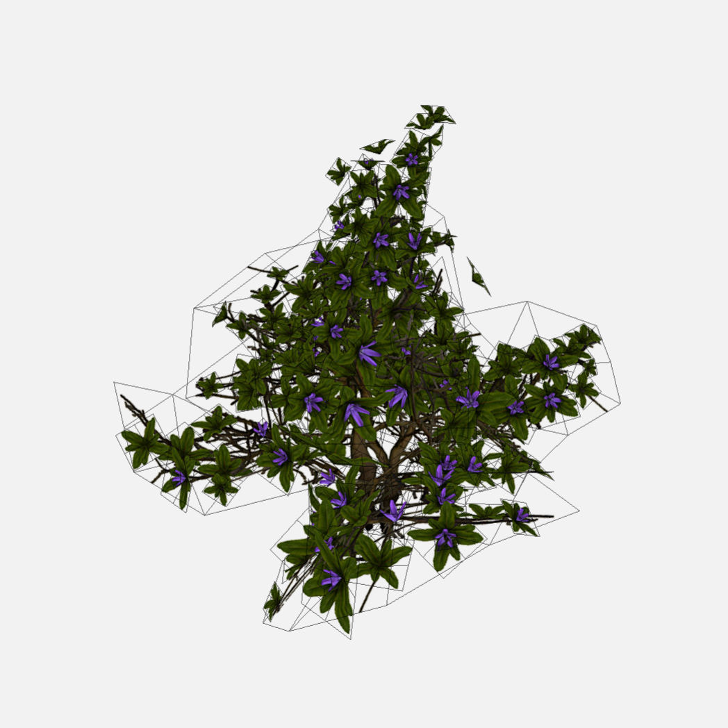 Flowering Bush Low-poly 3D model_4